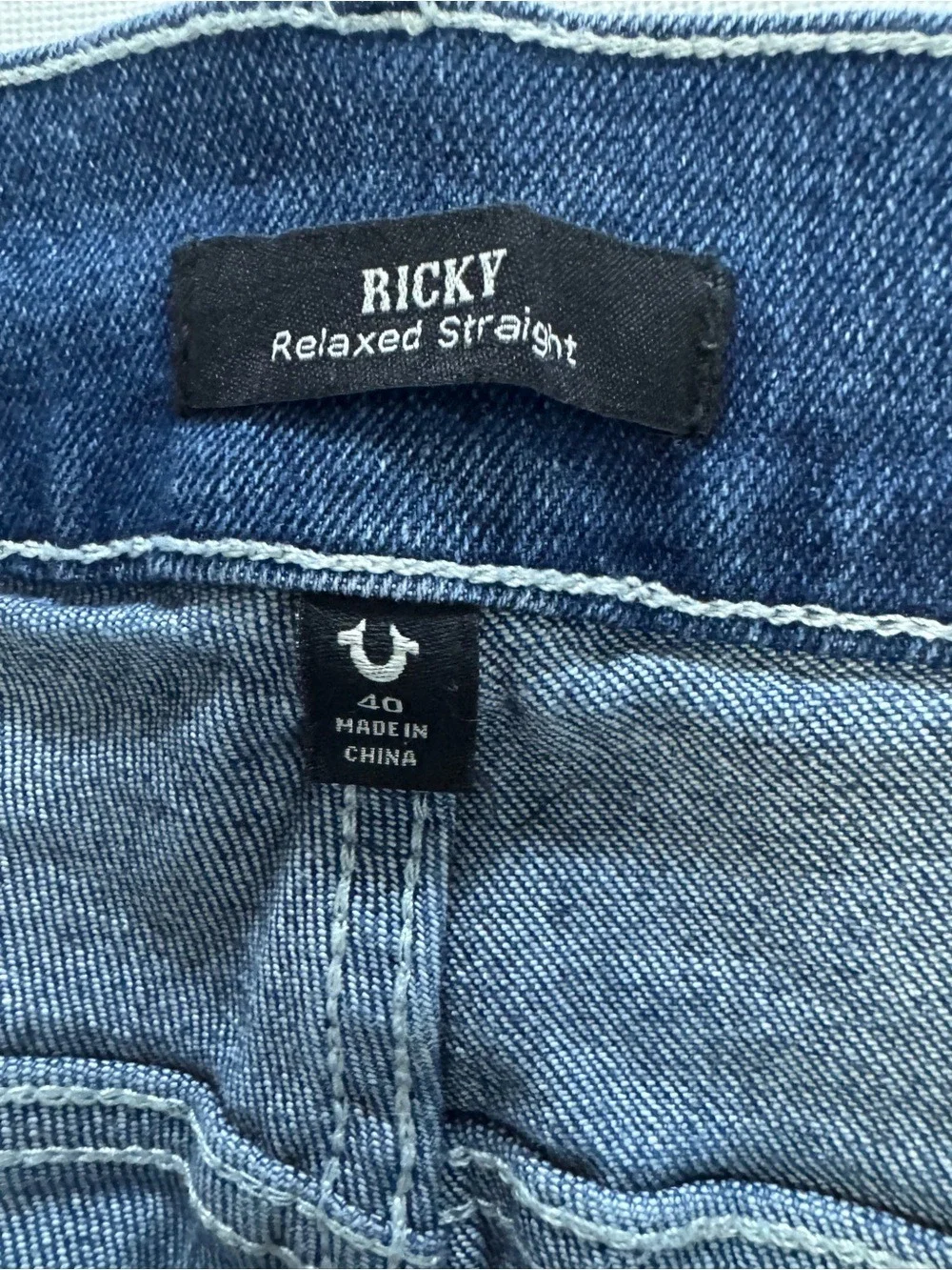 True Religion Men's Ricky Relax Straight Jeans - Dark Blue Wash size 40